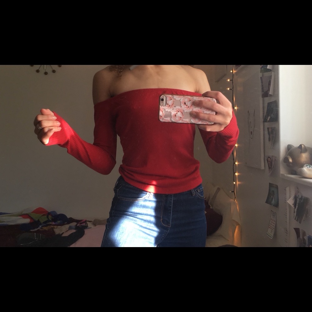 Red off the shoulder top